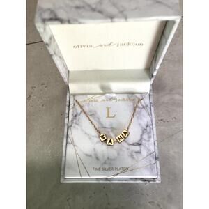 Olivia and Jackson MAMA Enamel Cube Necklace Fine Silver Flated